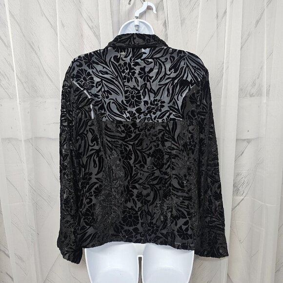Emma James Blouse Black Velour Flocked Goth Whimsigoth Grunge 12 - Picture 6 of 12